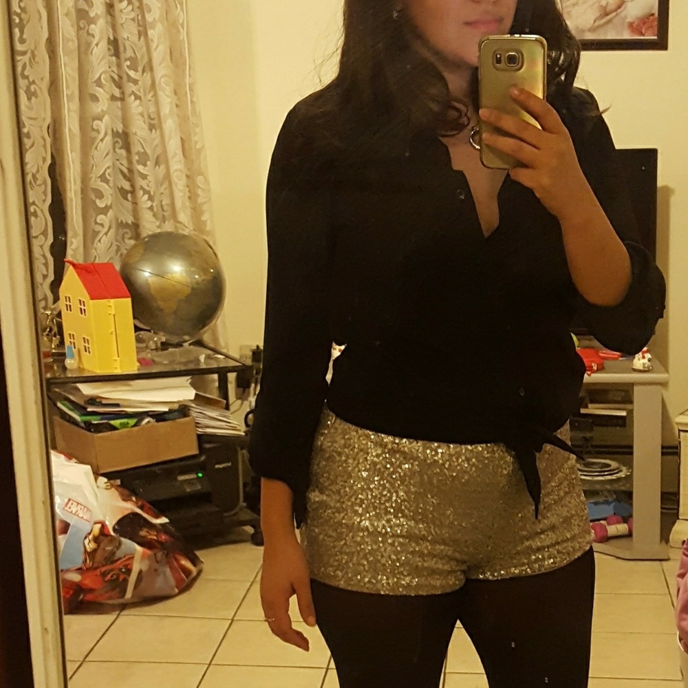 Metallic booty shorts